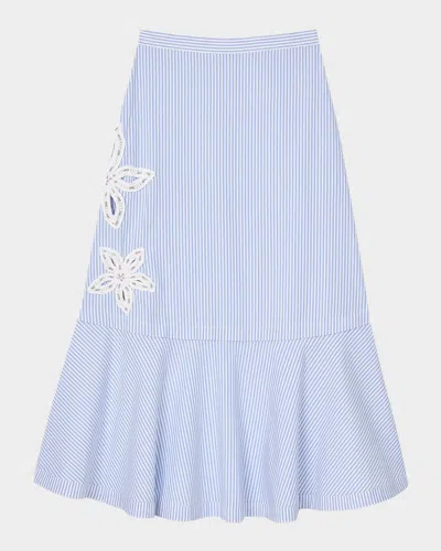 SANDRO JASMIN STRIPED MIDI SKIRT