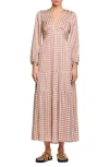 Sandro Jayane Dot Print Tiered Maxi Dress In Pink