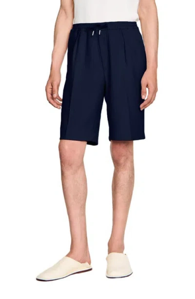 Sandro Jersey Bermuda Shorts In Blue