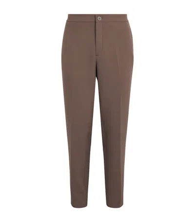 Sandro Jersey Straight Trousers In Brown