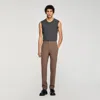 Sandro Jersey Trousers In Brown