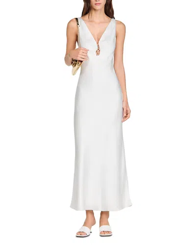 Sandro Jewel Satin Effect Maxi Dress In White