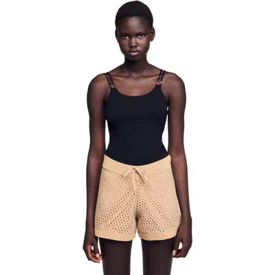 Sandro Jewellery Detail Knit Leotard In Black