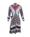Sandro John Belted Cady-paneled Printed Shirt Dress In Multicolor Viscose In Multi