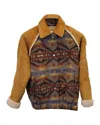 Sandro Johnson Jacquard Coat In Multicolor Wool & Sheepskin In Multi