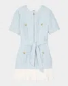 Sandro Short Tweed Dress In Sky Blue