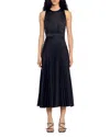 Sandro Jolie Pleated Midi Dress In Noir / Gris