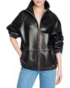 Sandro Jordan Distressed Leather Jacket In Black