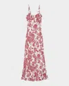 Sandro Floral-print Maxi Dress In White / Red
