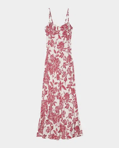 Sandro Joselle Maxi Dress In White/red