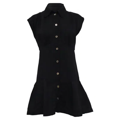 Sandro Josephine Button-down Mini Shirt Dress In Black Viscose