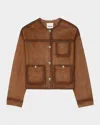 Sandro Josh Lambskin Leather Jacket In Camel