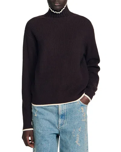Sandro Julian Turtleneck Sweater In Brown