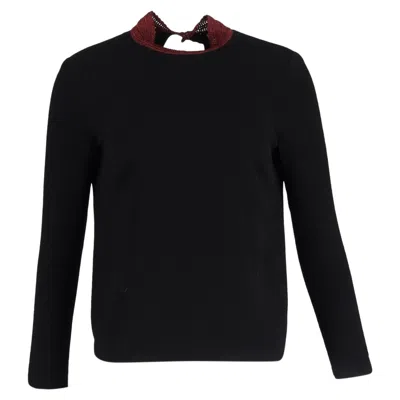 Sandro Jumper With Contrast Collar In Black Wool