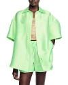 Sandro June Satin Oversized Shirt In Fluo Green