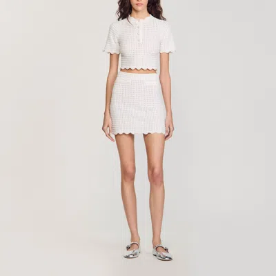 Sandro Jupe Courte En Maille Perlée In White