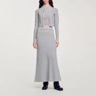Sandro Jupe Longue En Laine In Gray