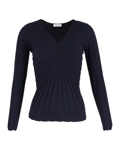 Sandro Justine V-neck Knit Jumper In Navy Blue Cotton