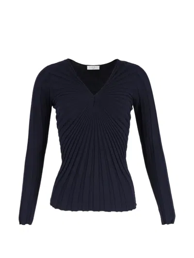 Pre-owned Sandro Justine V-neck Top In Blue