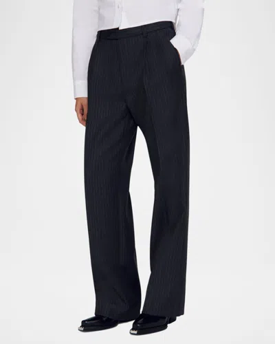 Sandro Pinstripe Trousers In Black
