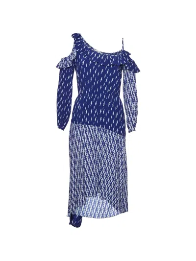 Pre-owned Sandro Kemila Midi Dress In Blue
