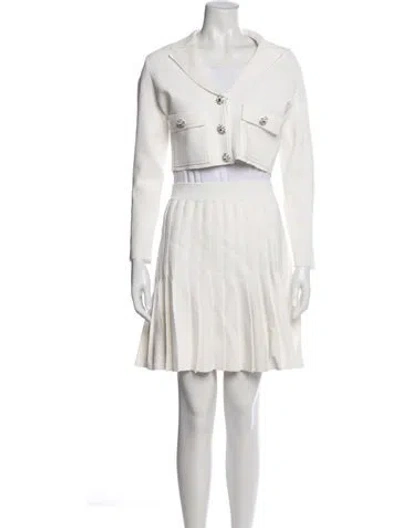 Pre-owned Sandro Keyhole Accent Skirt Set In White