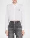 Sandro Monogram-embroidered Cotton Shirt In White
