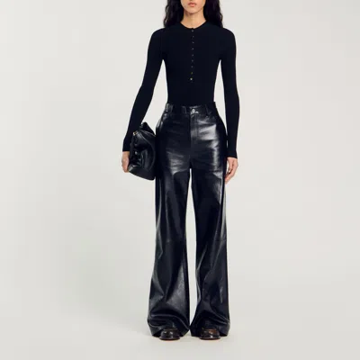 Sandro Knit Bodysuit In Black
