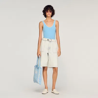 Sandro Knit Bodysuit In Blue