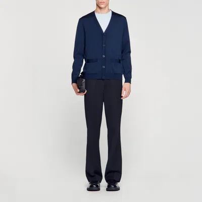 Sandro Knit Cardigan In Blue