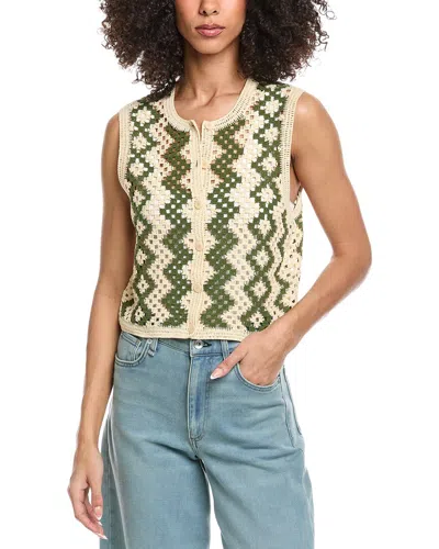 Sandro Cropped Crochet-knit Cotton-blend Top In Neutral