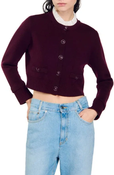 SANDRO SANDRO KNIT CARDIGAN WITH RUFFLED COLLAR