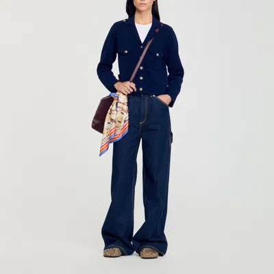 Sandro Knit Coatigan In Blue