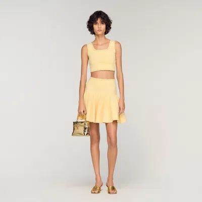 Sandro Telina Knit Crop Top In Yellow