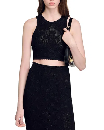 SANDRO KNIT CROPPED TOP