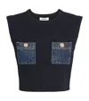 Sandro Knit Cropped Top In Blue