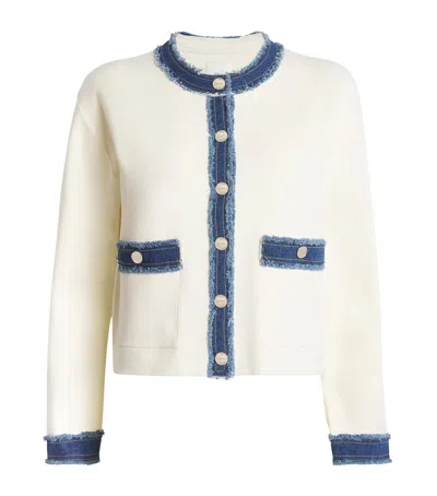 SANDRO KNIT DENIM-TRIM JACKET