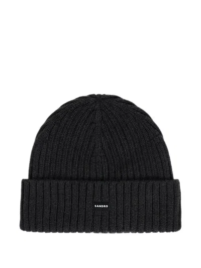 Sandro Knit Hat In Grey