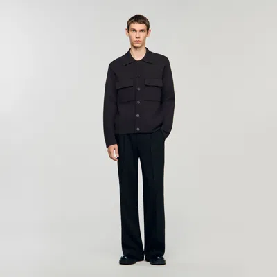 Sandro Knit Jacket In Brown