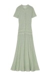 Sandro Knit Maxi Dress In Almond Green