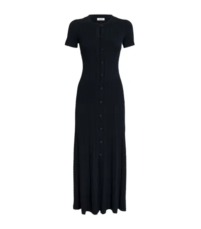 Sandro Knit Maxi Dress In Blue