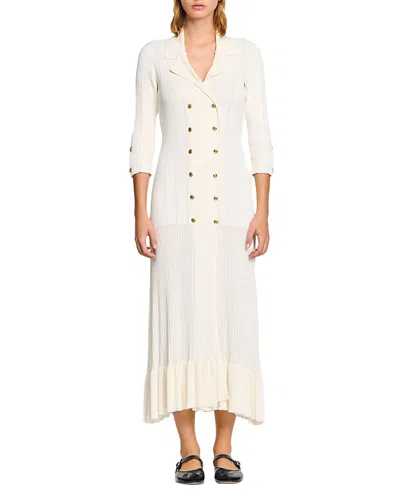 Sandro Knit Maxi Dress In Ecru