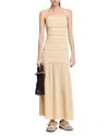 Sandro Lace-panelling Maxi Dress In Vanilla
