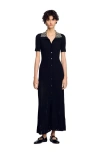 Sandro Knit Maxi Dress With Studs In Black