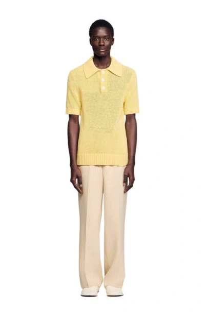 Sandro Knit Polo Shirt In Yellow