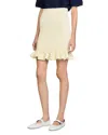 Sandro Pamplemousse Knit Ruffle-hem Mini Skirt In Light Yellow