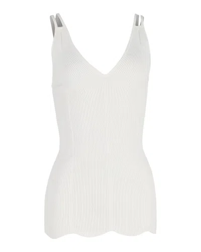 Sandro Knit Sleeveless Top In White Cotton