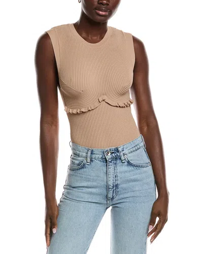 Sandro Knit Sweater Bodysuit In Tan