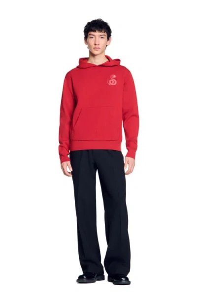 Sandro Knit Sweatshirt With Snake Detail In Red