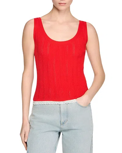 Sandro Knit Tank In Red